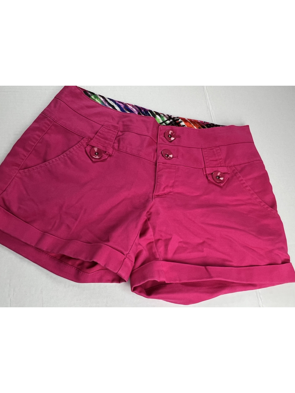 Copper Key Fuchsia/Magenta/Hot Pink Double Button Shorts Junior Sz 5 Barbie Core